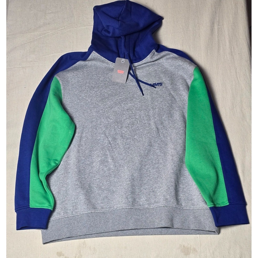 Levi's Colorblock Hoodie Men's‎ L Gray Blue Green NWT Relaxed Fit